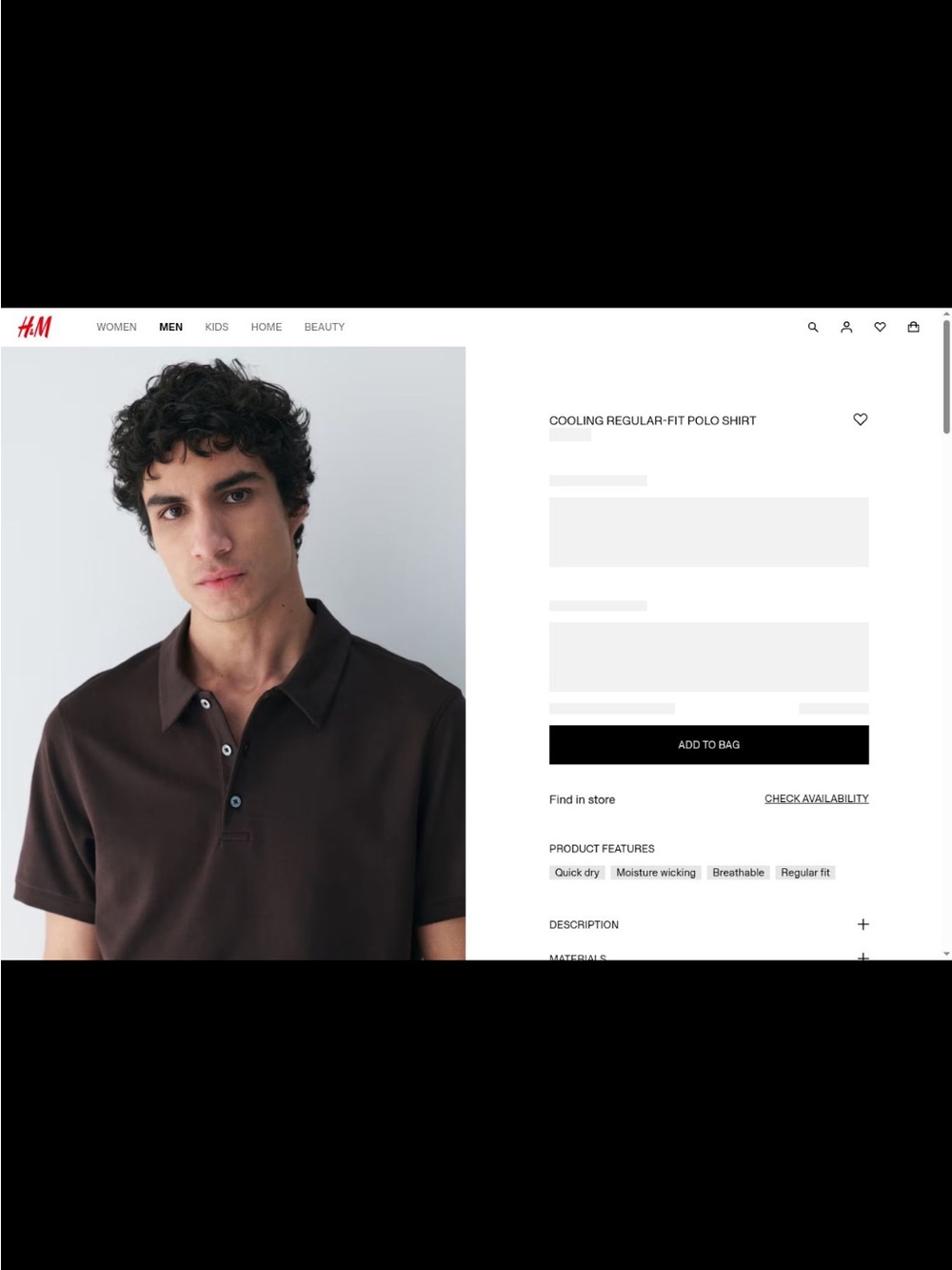H&M Men's Dark Brown Short-Sleeve Polo